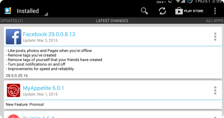 Changelog Droid app screenshot